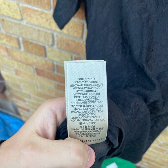 Burberry London Floral Zip Dress Black Mohair Pattern Size 8 - Picture 14 of 16